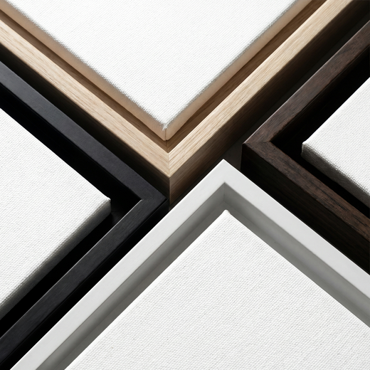 Close-up of framed canvas options